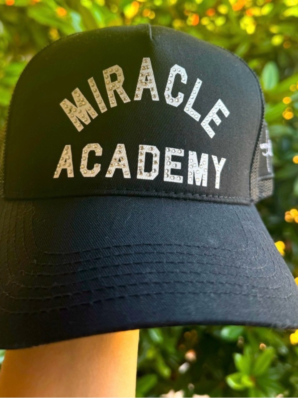 Miracle Academy Black Embellished Baseball Cap